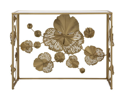 Console Table With Mirrored Glass Top, Modern Entryway Table For Living Room Foyer Entryway - Gold