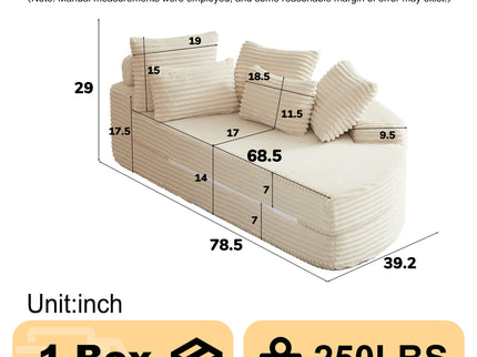 Semi Circular 2 In 1 Sofa Bed With Neck Pillow