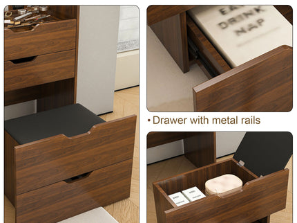 Vanity Desk With Lighted Mirror & Stool