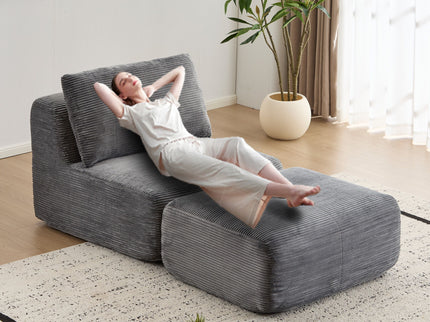 Single Chaise Longue With Movable Ottoman For Living Room