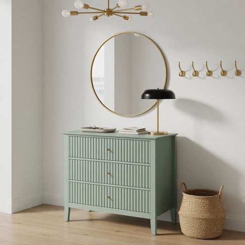 Fluted 3 Drawer Nightstand With Soft Close Slides
