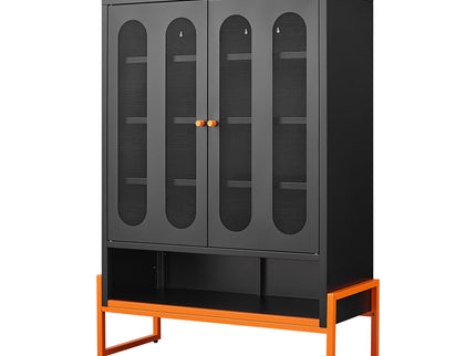 Modern Metal Shoe Cabinet With DoublebSided Doors And Adjustable Partitions