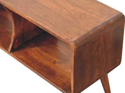 Curved Double Slot Media Unit - Dark Brown