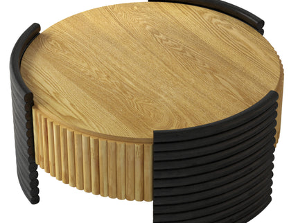 Modern Colorblocked Striped Coffee Table With Flip Top Storage