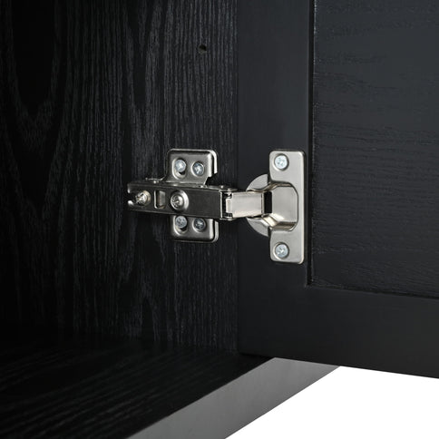 Stylish Storage Cabinet Sideboard With Unique Geometric Circle Door Design - Black