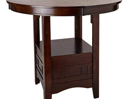 Round Counter Height Dining Table Only With Shelves - Brown Mix