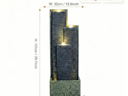 3 Tier Waterfall Fountain With LED Lights - Gray