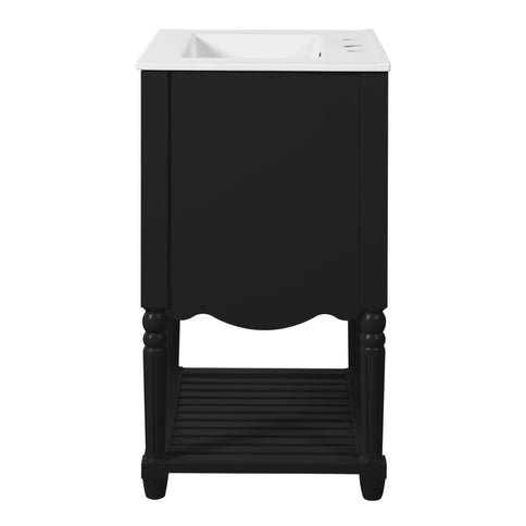 Wave Design Bathroom Vanity With Sink, 2 Drawers And Open Shelf