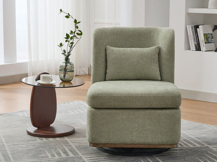 Wide Modern Cushioned Armless Metal Base 360° Swivel Chair With Pillow