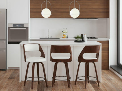 Cecina - Mid-Century Modern Fixed Height Counter Stool With Swivel And Round Footrest (Set of 2)