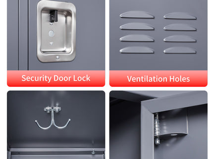 9 Door Lockers With Lock For Storage In Office, School, Gym, And Bedroom - Gray