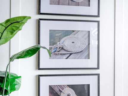 Rope Wall Art With Frame, Wall Decor For Living Room (Set of 3) - White / Black