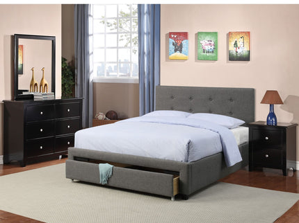 Bed With Tufted Headboard And Storage Drawer