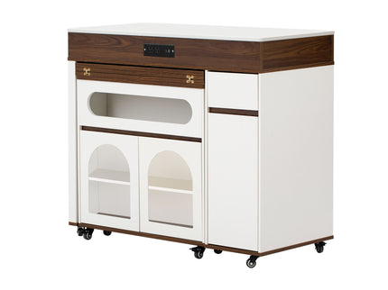 Extendable Dining Table With Folding Top, Rolling Kitchen Island With Drawers And Power Outlet