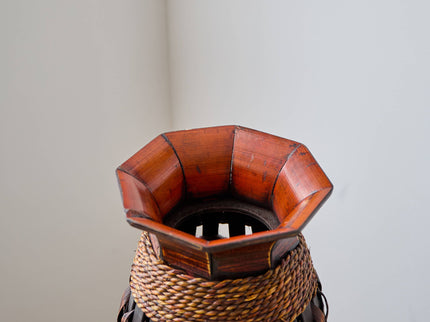 Hand Woven Bamboo Floor Vase, Decorative Accent For Living Room - Acacia Wood