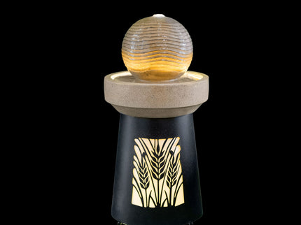 Outdoor Water Fountain, Warm LED Light - Brown