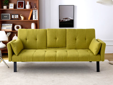 Sofa Bed With Foldable Design And Cup Holder - Green