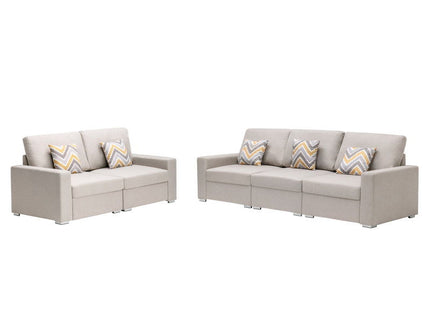 Nolan - Fabric Sofa And Loveseat Living Room With Pillows And Interchangeable Legs