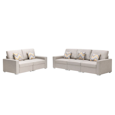 Nolan - Fabric Sofa And Loveseat Living Room With Pillows And Interchangeable Legs