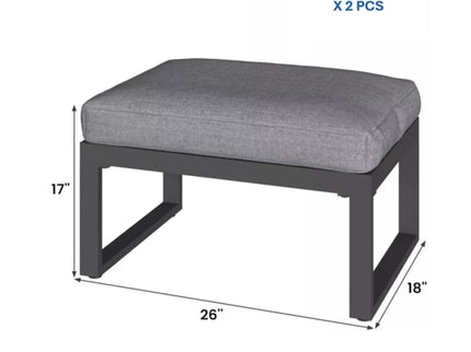 Patio All-Weather Ottomans With Thick Cushions (Set of 2)