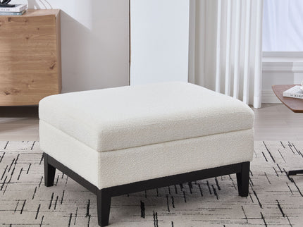 Upholstered Storage Ottoman With Reversible Lid Coffee Table With Rubberwood Legs