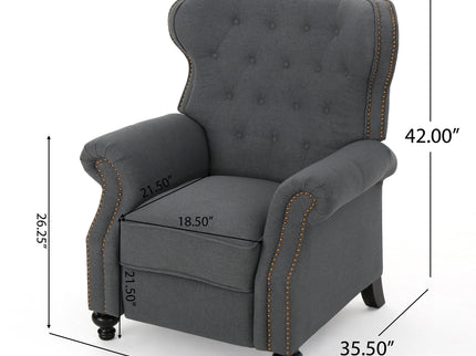 Accented Push Back Recliner Chair With Rolled Arms, Enjoy Cocooning Comfort
