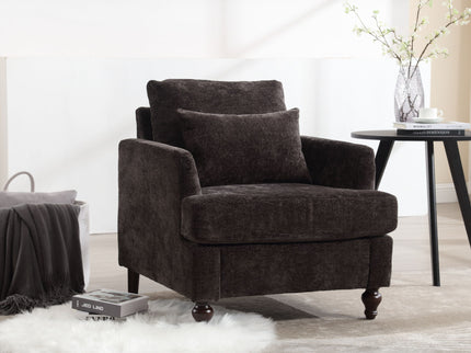 Modern Mid Century Wood Frame Armchair With Tufted Design