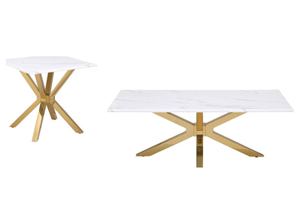Maciel - 2 Piece Marble Coffee And End Table Set With Base Marble - White Marble