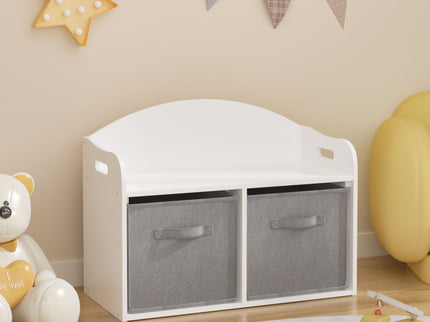 Toy Box Bench With Collapsible Drawers, Storage Cabinet Organizer - White