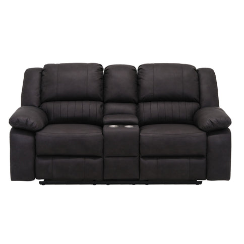 Reclining Console Loveseat - Black - Fabric