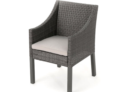 Outdoor Rattan Dining Chair With Straight Legs And Sloped Arms (Sey of 2)