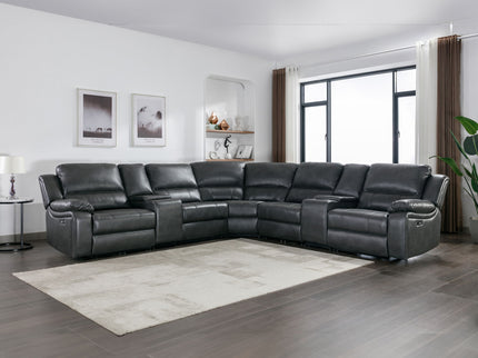 Power Reclining Sectional Sofa With 3 Adjustable Recliners, USB Ports & Cup Holders, Oversized Seating For Living Room - Black