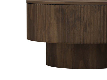 Modern Circular Coffee Table With Stripe Design And Storage Space