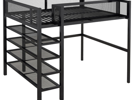 Loft Bed With 4 Tier Shelves And Storage