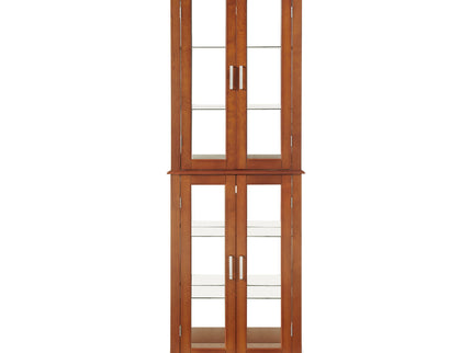 Curio Cabinet Lighted Curio Diapaly Cabinet With Adjustable Shelves And Mirrored Back Panel, Tempered Glass Doors (6 Tier), (E26 Light Bulb Not Included)