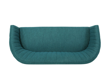 Mid Century Modern Loveseat With Channel Stitched Backrest