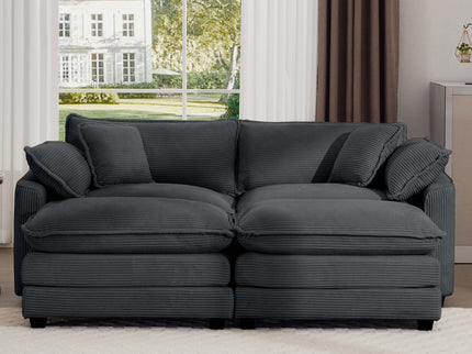 Modular Oversized Cushion Sofa With Ottoman, Low Back, Deep Seating Sofa Set