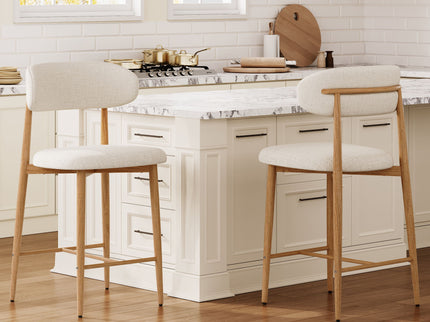 Upholstered Counter Height Bar Stools For Kitchen Island (Set of 2) - Beige