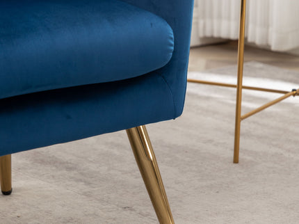 Sovarol - Velvet Button-Tufted Wing Back Accent Chair - Blue