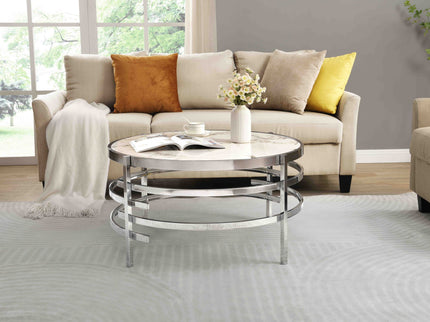 Elegant Round Table With Sintered Stone Top & Sturdy Metal Frame