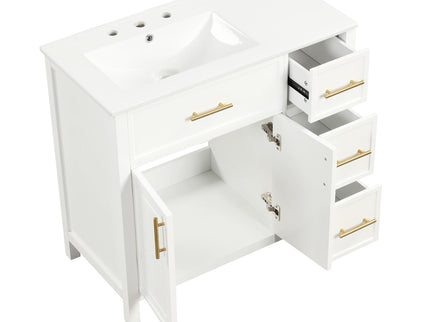 Modern Bathroom Vanity With Sink Top, 2 Doors And 3 Drawers