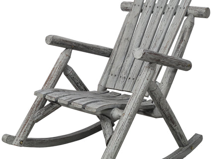 Durable Wooden Porch Rocker, Fir Log Rocking Chair