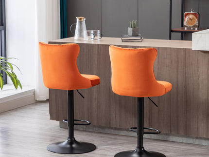 Swivel Barstools Adjusatble Seat Height, Modern Upholstered Bar Stools With Backs Comfortable Tufted For Home Pub And Kitchen Island (Set of 2)