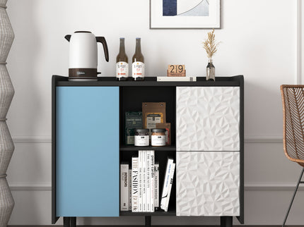 Modern Sideboard Buffet Cabinet With Doors And Unique Panel Styling