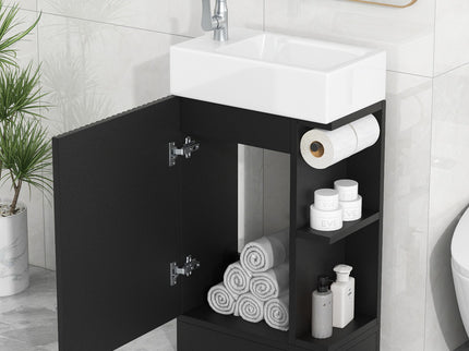 Modern Bathroom Vanity With Sink And 2 Tier Shelf