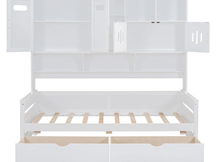Daybed With All-In-One Cabinet And Shelf