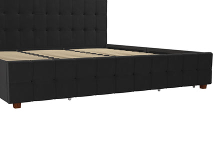 King Upholstered Bed With Storage - Black