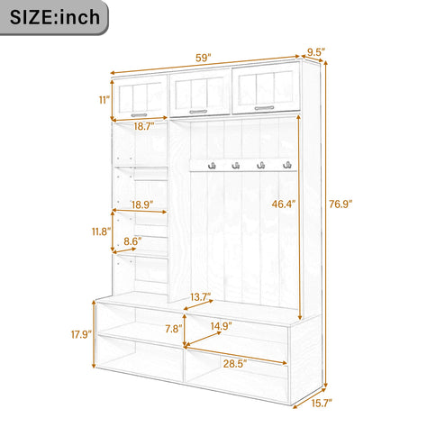 Farmhouse Hall Tree & Bench And Shoe Storage
