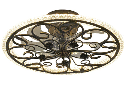 Flower Caged Ceiling Fan With LED Light And Remote Control - Matte Black