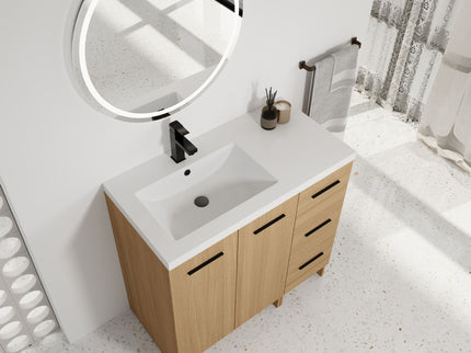 Wall Mounted Floating Bathroom Vanity With Sink, Door & Drawers Modular Cabinet